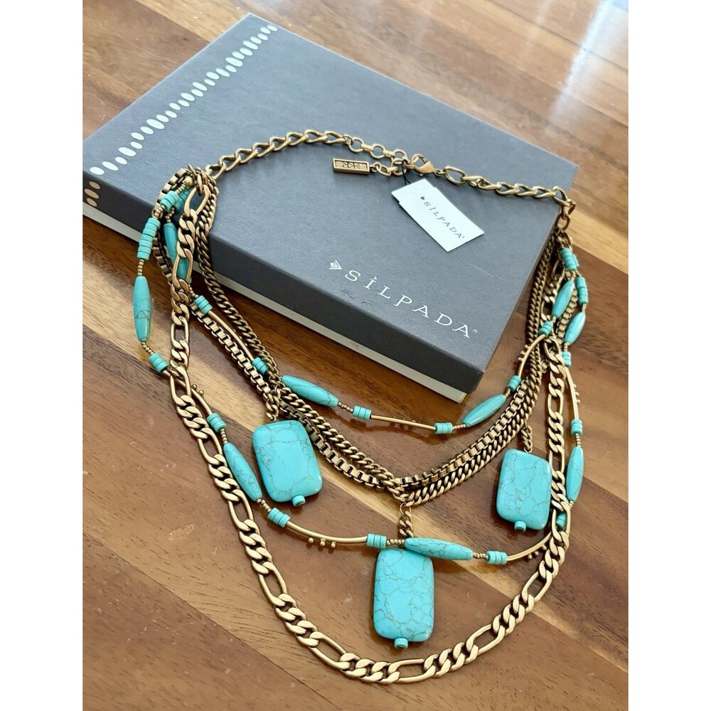 SILPADA โToes In The Sandโ Multi-Layer Turquoise Necklace - KRN0044 - NWT